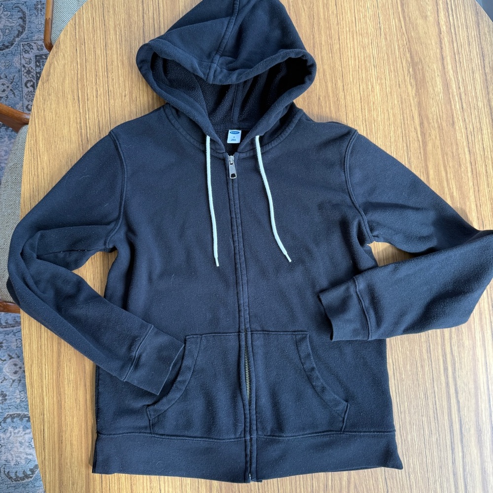 Old Navy Black Hoodie White Ties Size S